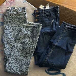 Abercrombie Kids Blue and Gray Leopard Print Jeans